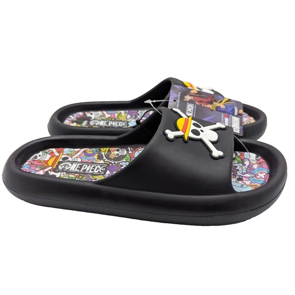 One Piece‎ Anime Skull Slides Sandals Mens Size 9 Black Anime Slip On main image 8